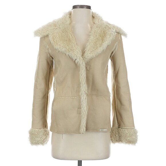 Vintage Y2K Rip Curl Faux Shearling Jacket | Penny Lane Boho Grunge Fairycore S - Picture 1 of 8